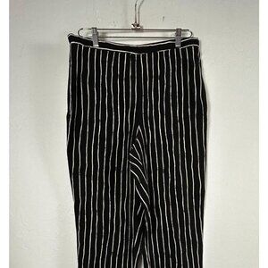 Doncaster Womens Silk Black & White Striped Cropped Pants XS High Rise Pockets